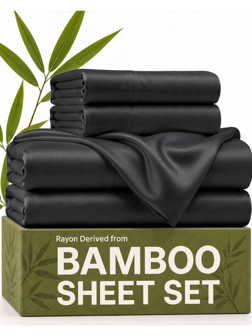 Luxurious Black Bamboo King Size Sheets - 100% Rayon from Bamboo, Soft